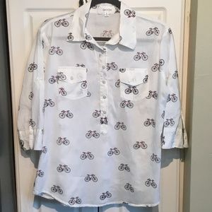 Eden & Olivia, Soft 100% Cotton Popover Bicycle Top, Size M